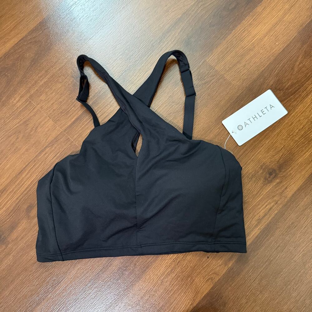 Athleta NWT Crossed Bikini Top Black Sz L Casual Swim Resort Vacation - Picture 2 of 6